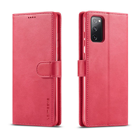 Custodia Portafoglio In Pelle Cover con Supporto LC1 per Samsung Galaxy M52 5G Rosa Caldo