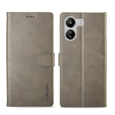 Custodia Portafoglio In Pelle Cover con Supporto LC1 per Xiaomi Poco C65 Grigio