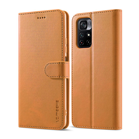 Custodia Portafoglio In Pelle Cover con Supporto LC1 per Xiaomi Poco M4 Pro 5G Marrone Chiaro