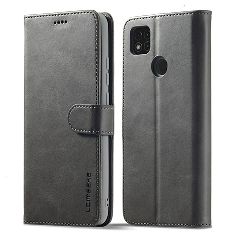 Custodia Portafoglio In Pelle Cover con Supporto LC1 per Xiaomi Redmi 9C Grigio