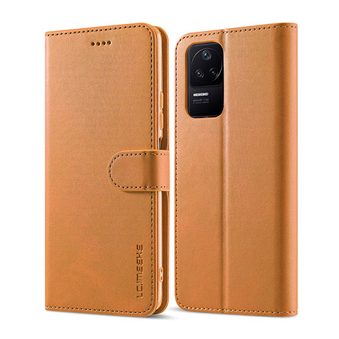 Custodia Portafoglio In Pelle Cover con Supporto LC1 per Xiaomi Redmi K40S 5G Marrone Chiaro