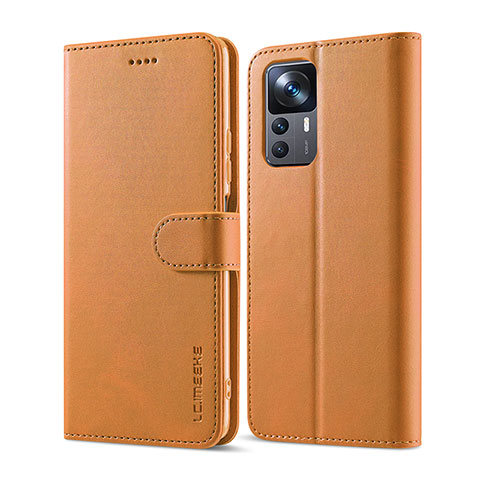 Custodia Portafoglio In Pelle Cover con Supporto LC1 per Xiaomi Redmi K50 Ultra 5G Marrone Chiaro