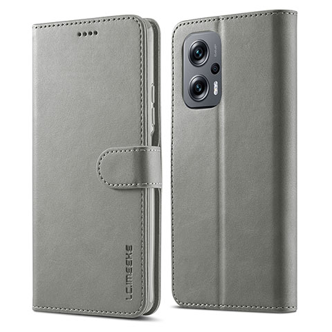 Custodia Portafoglio In Pelle Cover con Supporto LC1 per Xiaomi Redmi K50i 5G Grigio