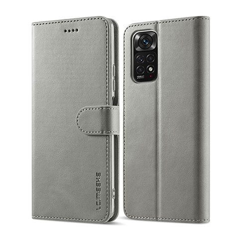 Custodia Portafoglio In Pelle Cover con Supporto LC1 per Xiaomi Redmi Note 11 Pro 4G Grigio