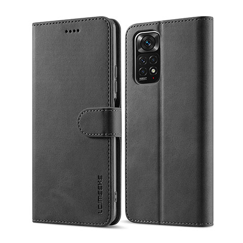 Custodia Portafoglio In Pelle Cover con Supporto LC1 per Xiaomi Redmi Note 11 Pro 4G Nero