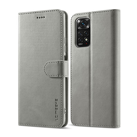 Custodia Portafoglio In Pelle Cover con Supporto LC1 per Xiaomi Redmi Note 11 Pro 5G Grigio