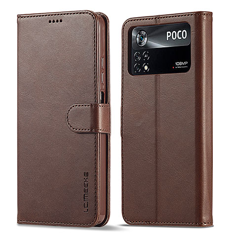 Custodia Portafoglio In Pelle Cover con Supporto LC1 per Xiaomi Redmi Note 11E Pro 5G Marrone