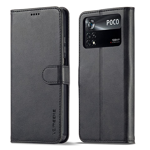 Custodia Portafoglio In Pelle Cover con Supporto LC1 per Xiaomi Redmi Note 11E Pro 5G Nero