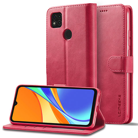 Custodia Portafoglio In Pelle Cover con Supporto LC2 per Xiaomi POCO C3 Rosa Caldo