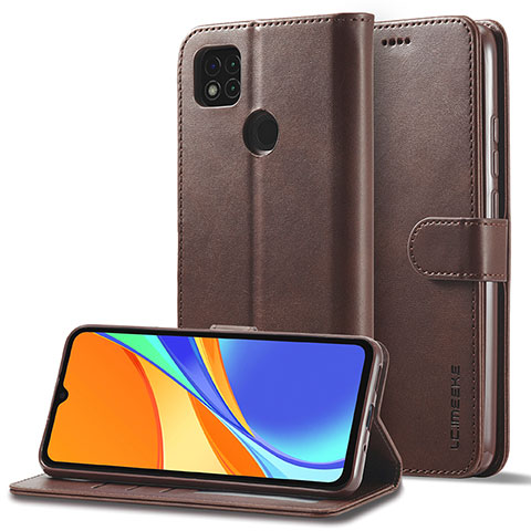 Custodia Portafoglio In Pelle Cover con Supporto LC2 per Xiaomi Redmi 9 Activ Marrone