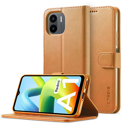 Custodia Portafoglio In Pelle Cover con Supporto LC2 per Xiaomi Redmi A1 Marrone Chiaro