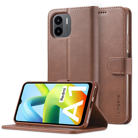 Custodia Portafoglio In Pelle Cover con Supporto LC2 per Xiaomi Redmi A2 Marrone