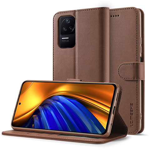 Custodia Portafoglio In Pelle Cover con Supporto LC2 per Xiaomi Redmi K40S 5G Marrone