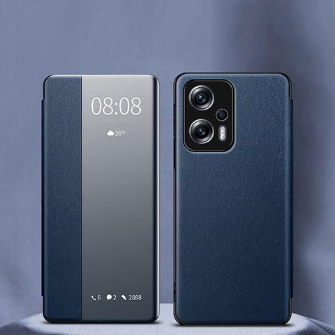 Custodia Portafoglio In Pelle Cover con Supporto LF1 per Xiaomi Redmi Note 12T Pro 5G Blu