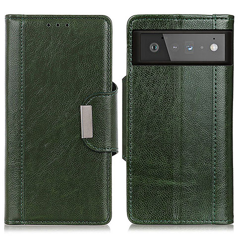 Custodia Portafoglio In Pelle Cover con Supporto M01L per Google Pixel 6 5G Verde