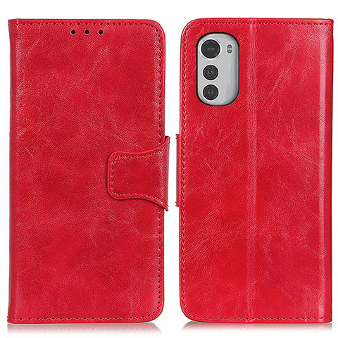 Custodia Portafoglio In Pelle Cover con Supporto M02L per Motorola Moto E32 Rosso