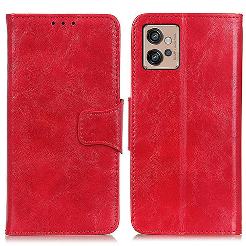 Custodia Portafoglio In Pelle Cover con Supporto M02L per Motorola Moto G32 Rosso