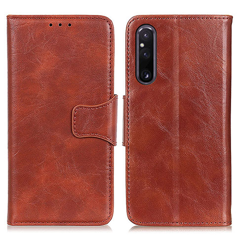 Custodia Portafoglio In Pelle Cover con Supporto M02L per Sony Xperia 1 V Marrone