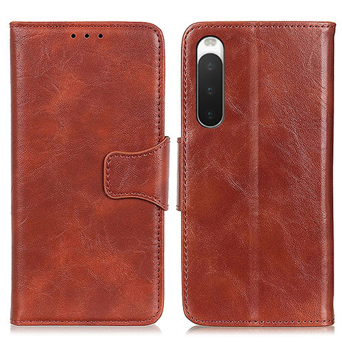 Custodia Portafoglio In Pelle Cover con Supporto M02L per Sony Xperia 10 V Marrone