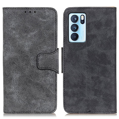 Custodia Portafoglio In Pelle Cover con Supporto M03L per Oppo Reno6 Pro 5G India Nero