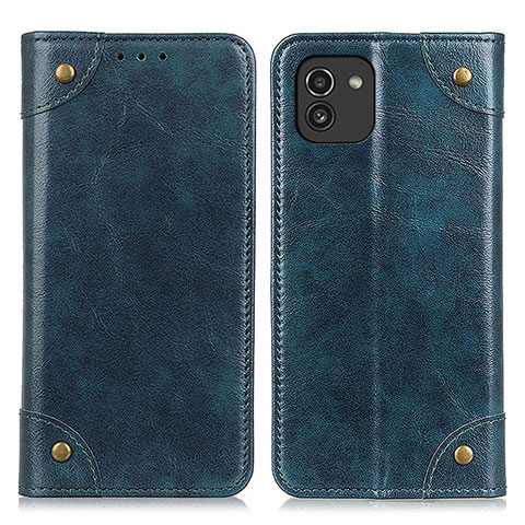 Custodia Portafoglio In Pelle Cover con Supporto M04L per Samsung Galaxy A03 Blu