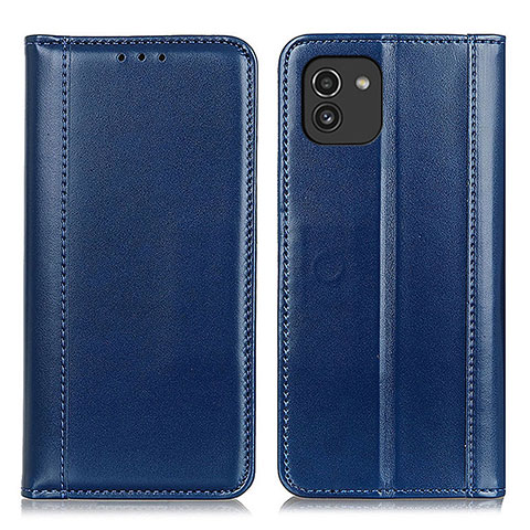 Custodia Portafoglio In Pelle Cover con Supporto M05L per Samsung Galaxy A03 Blu