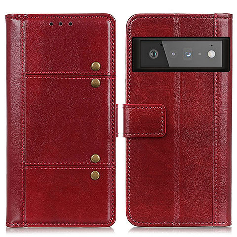 Custodia Portafoglio In Pelle Cover con Supporto M06L per Google Pixel 6 Pro 5G Rosso