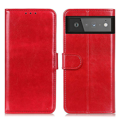 Custodia Portafoglio In Pelle Cover con Supporto M07L per Google Pixel 6 5G Rosso