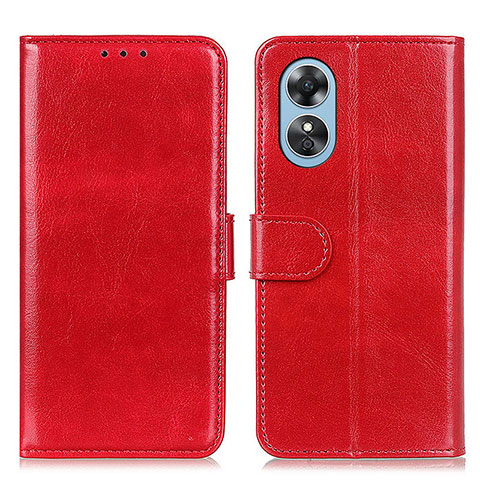 Custodia Portafoglio In Pelle Cover con Supporto M07L per Oppo A17 Rosso