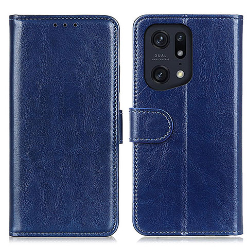 Custodia Portafoglio In Pelle Cover con Supporto M07L per Oppo Find X5 Pro 5G Blu