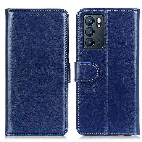 Custodia Portafoglio In Pelle Cover con Supporto M07L per Oppo Reno6 5G Blu