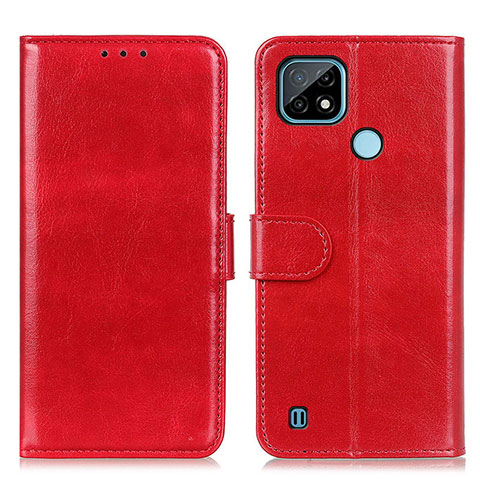 Custodia Portafoglio In Pelle Cover con Supporto M07L per Realme C21 Rosso