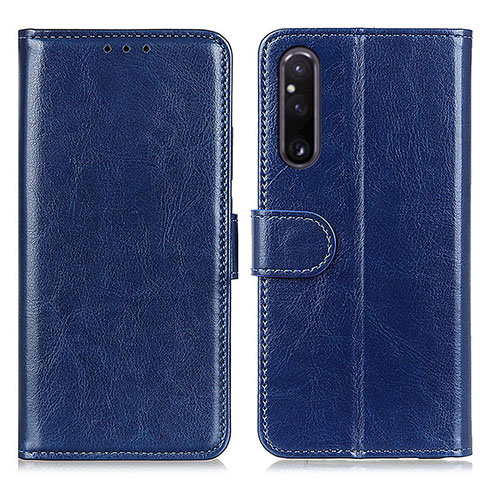 Custodia Portafoglio In Pelle Cover con Supporto M07L per Sony Xperia 1 V Blu