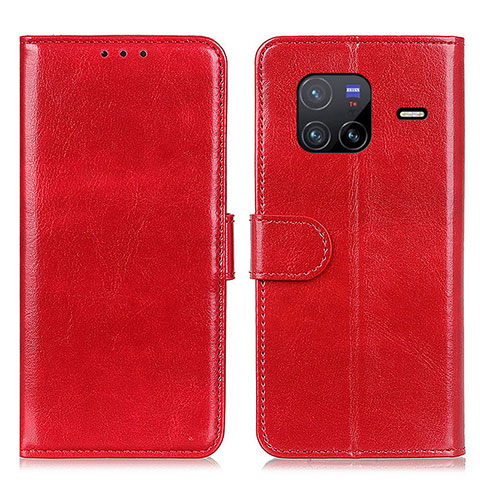 Custodia Portafoglio In Pelle Cover con Supporto M07L per Vivo X80 5G Rosso