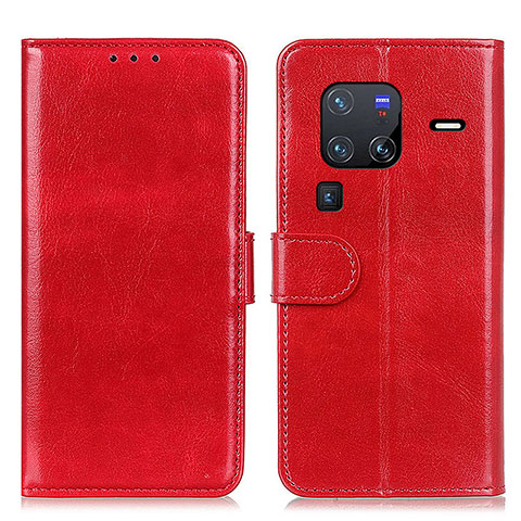 Custodia Portafoglio In Pelle Cover con Supporto M07L per Vivo X80 Pro 5G Rosso