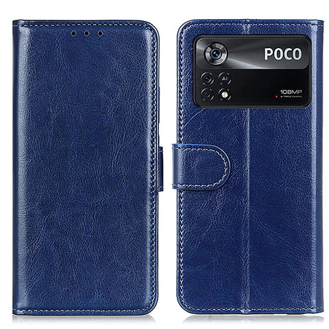 Custodia Portafoglio In Pelle Cover con Supporto M07L per Xiaomi Poco X4 Pro 5G Blu