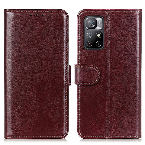 Custodia Portafoglio In Pelle Cover con Supporto M07L per Xiaomi Redmi Note 11T 5G Marrone