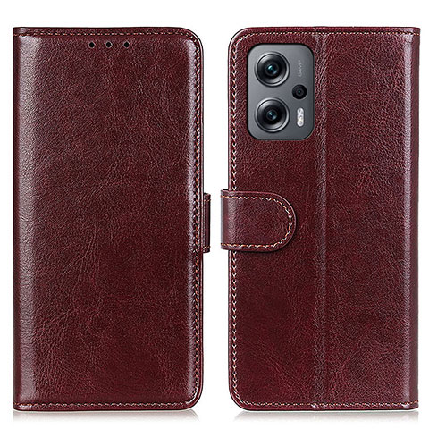 Custodia Portafoglio In Pelle Cover con Supporto M07L per Xiaomi Redmi Note 11T Pro+ Plus 5G Marrone