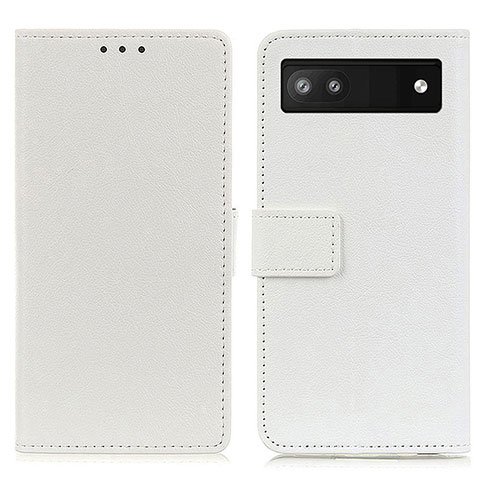 Custodia Portafoglio In Pelle Cover con Supporto M08L per Google Pixel 6a 5G Bianco