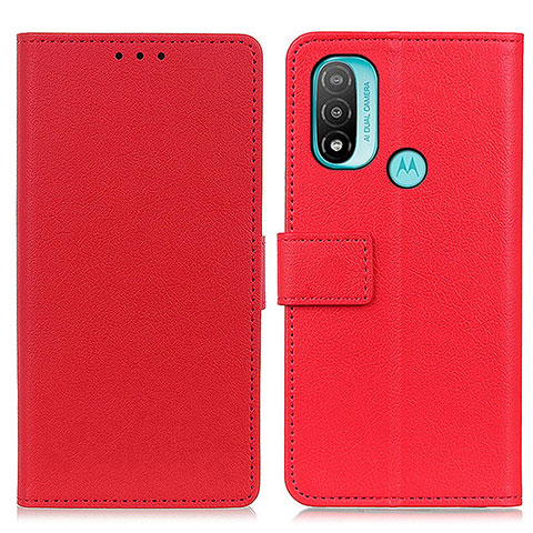 Custodia Portafoglio In Pelle Cover con Supporto M08L per Motorola Moto E20 Rosso