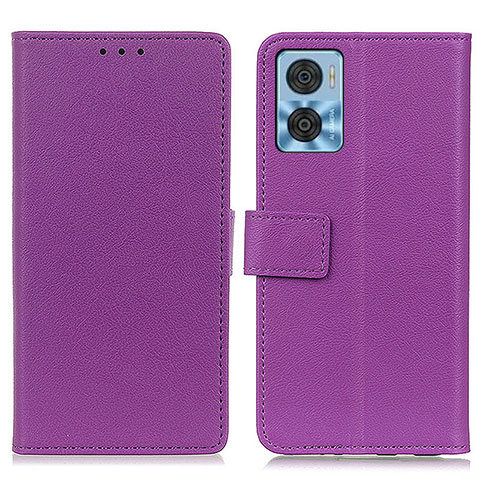 Custodia Portafoglio In Pelle Cover con Supporto M08L per Motorola Moto E22 Viola