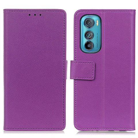 Custodia Portafoglio In Pelle Cover con Supporto M08L per Motorola Moto Edge 30 5G Viola