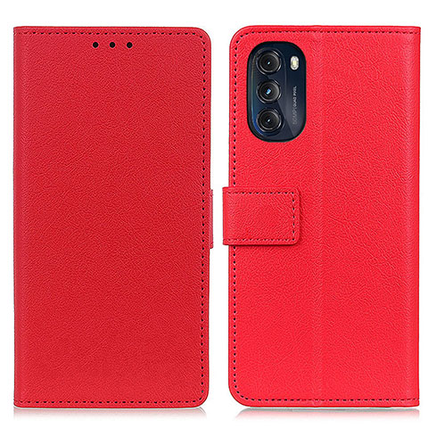 Custodia Portafoglio In Pelle Cover con Supporto M08L per Motorola Moto G 5G (2022) Rosso