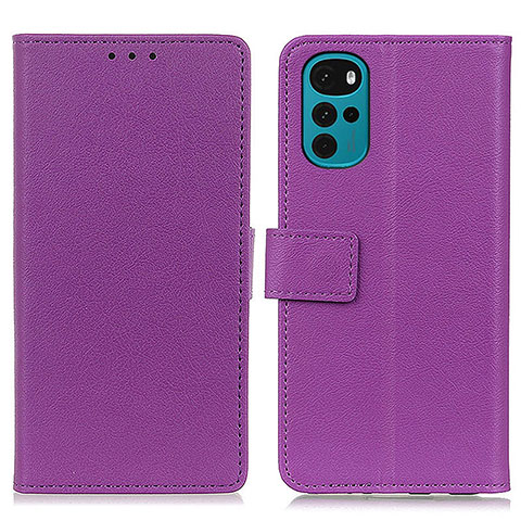 Custodia Portafoglio In Pelle Cover con Supporto M08L per Motorola Moto G22 Viola