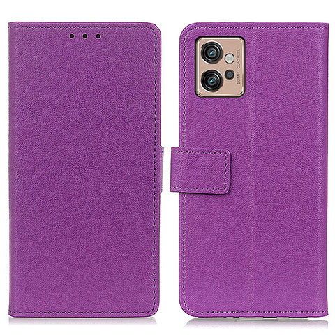 Custodia Portafoglio In Pelle Cover con Supporto M08L per Motorola Moto G32 Viola