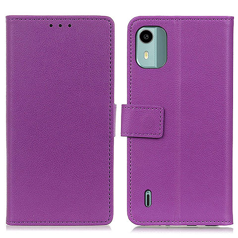 Custodia Portafoglio In Pelle Cover con Supporto M08L per Nokia C12 Viola