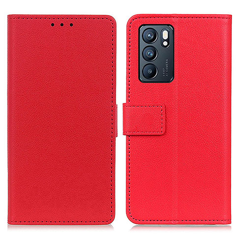 Custodia Portafoglio In Pelle Cover con Supporto M08L per Oppo Reno6 5G Rosso