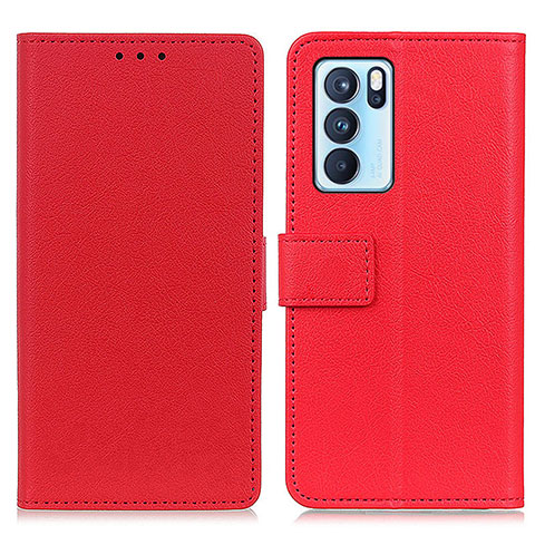 Custodia Portafoglio In Pelle Cover con Supporto M08L per Oppo Reno6 Pro 5G India Rosso