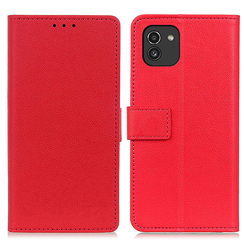 Custodia Portafoglio In Pelle Cover con Supporto M08L per Samsung Galaxy A03 Rosso