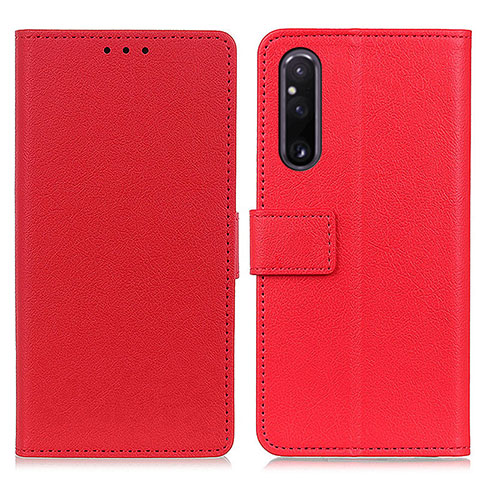 Custodia Portafoglio In Pelle Cover con Supporto M08L per Sony Xperia 1 V Rosso